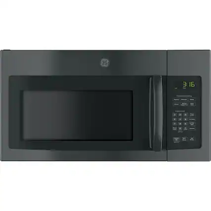 Front. GE - 1.6 Cu. Ft. Over-the-Range Microwave - Black.