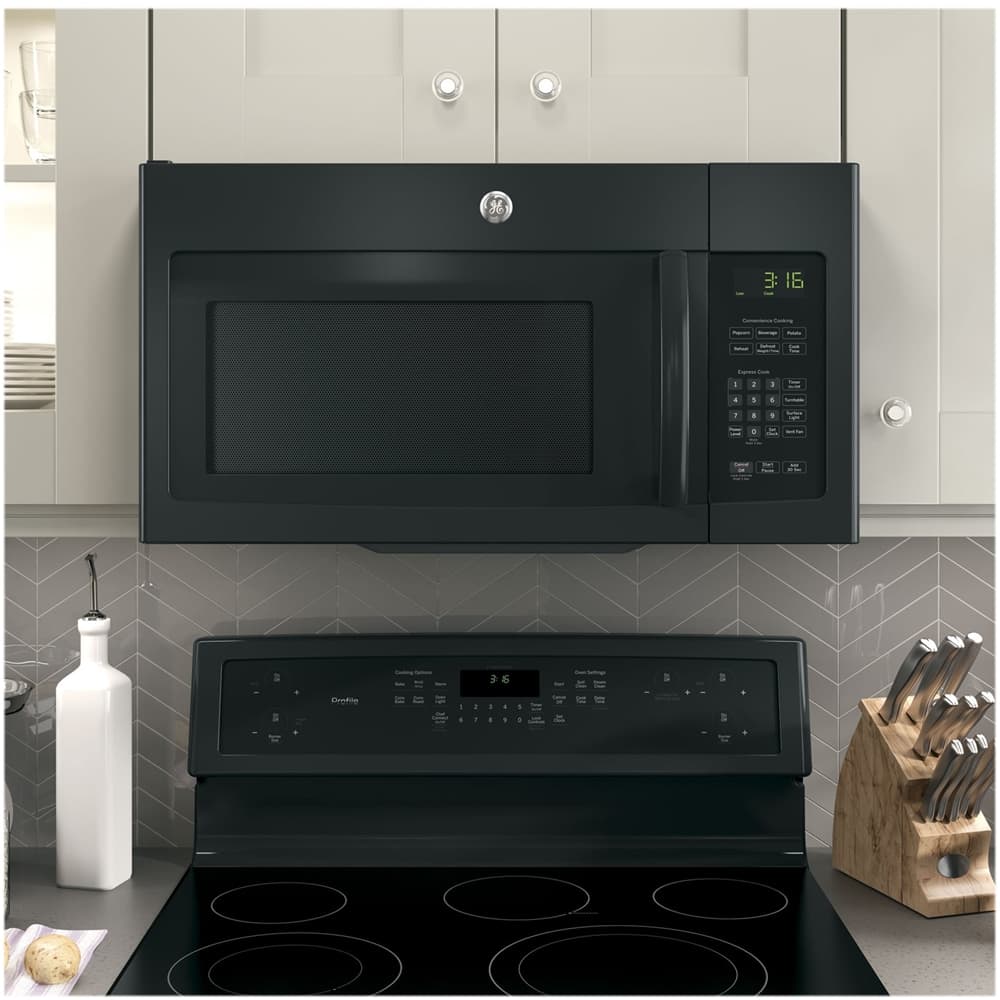 Alt View 13. GE - 1.6 Cu. Ft. Over-the-Range Microwave - Black.