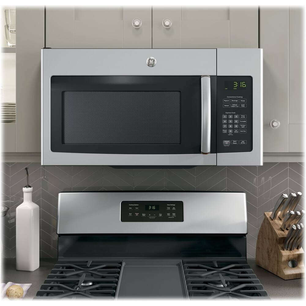 Alt View 11. GE - 1.6 Cu. Ft. Over-the-Range Microwave - Stainless Steel.