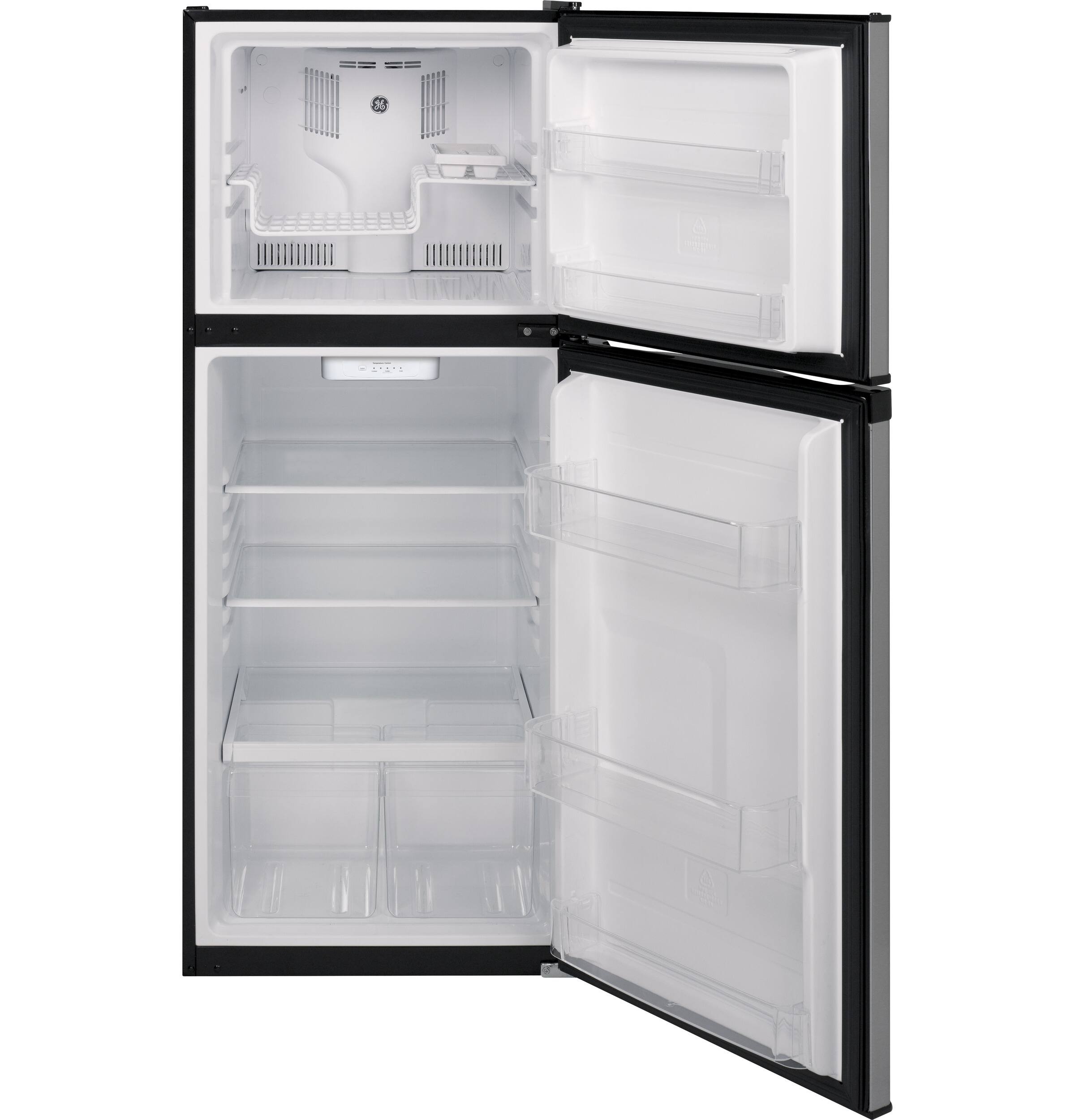 Alt View 13. GE - 11.6 Cu. Ft. Top-Freezer Refrigerator - Stainless Steel.