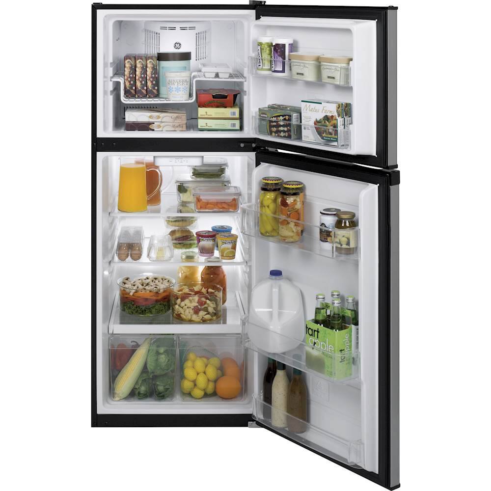 Alt View 1. GE - 11.6 Cu. Ft. Top-Freezer Refrigerator - Stainless Steel.