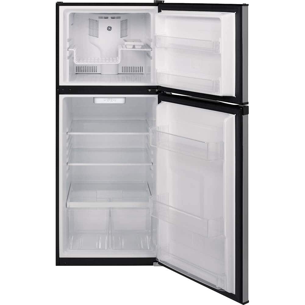 Alt View 2. GE - 11.6 Cu. Ft. Top-Freezer Refrigerator - Stainless Steel.
