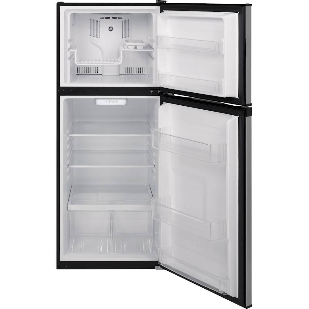 Alt View 2. GE - 11.6 Cu. Ft. Top-Freezer Refrigerator - Stainless Steel.