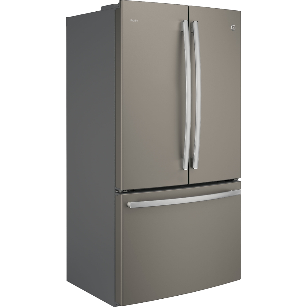 Angle View: GE Profile - 23.1 Cu. Ft. French Door Counter-Depth Refrigerator with Internal Water Dispenser - Slate