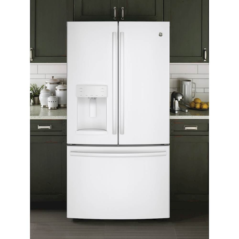 Best Buy GE 27.8 Cu. Ft. French Door Refrigerator High gloss white