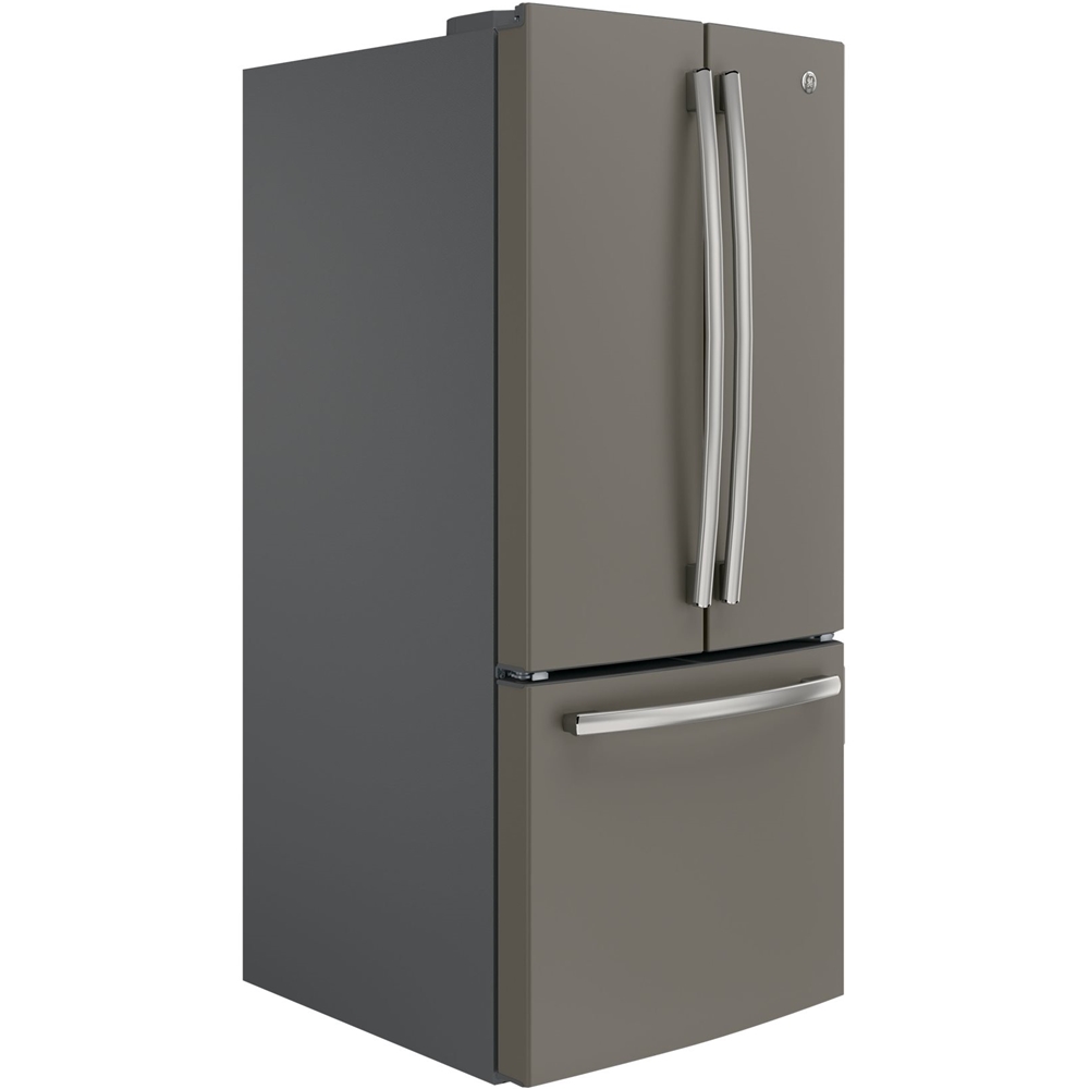 Left View: GE - 23.6 Cu. Ft. French Door Refrigerator - High gloss black