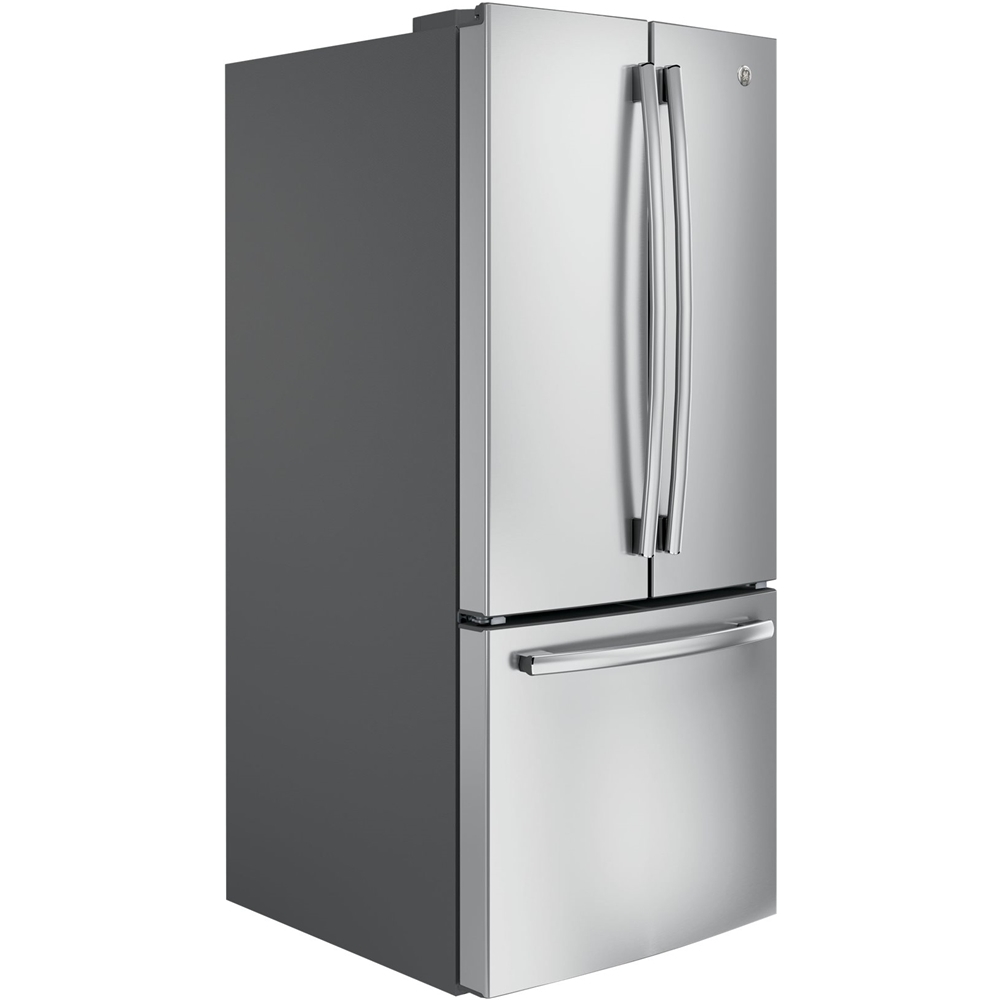 Angle View: GE - 20.8 Cu. Ft. French Door Refrigerator - Stainless steel