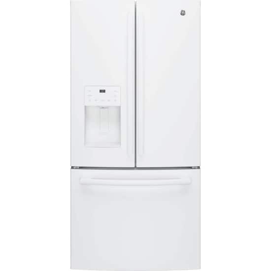 Ge 23 8 Cu Ft French Door Refrigerator High Gloss White Gfe24jgkww Best Buy