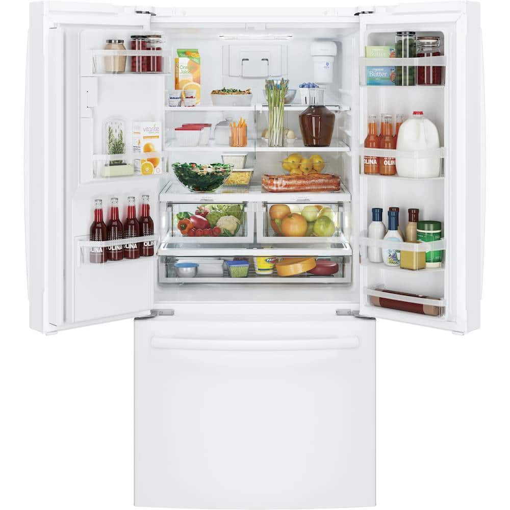 Alt View 1. GE - 23.6 Cu. Ft. French Door Refrigerator - High Gloss White.
