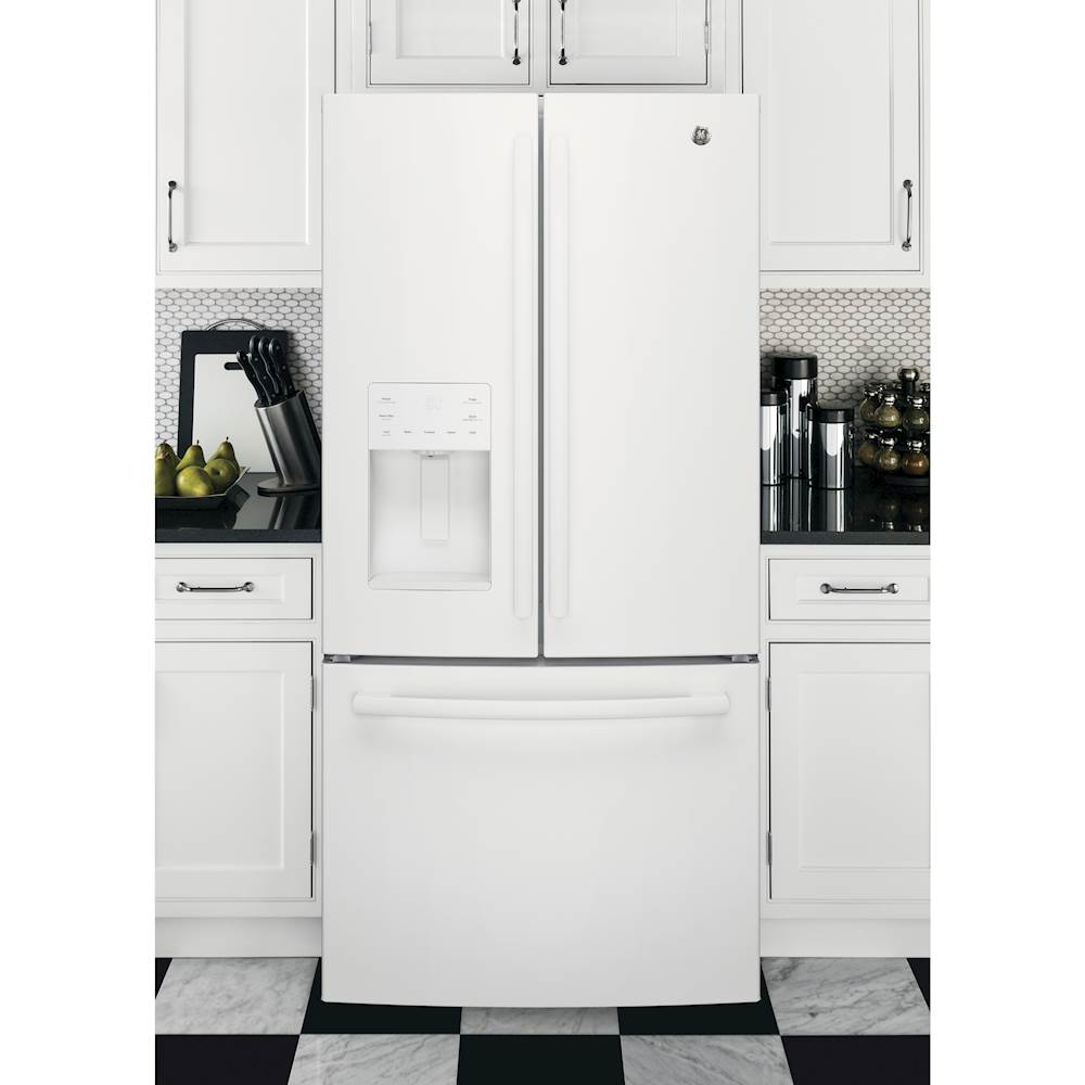 Alt View 4. GE - 23.6 Cu. Ft. French Door Refrigerator - High Gloss White.