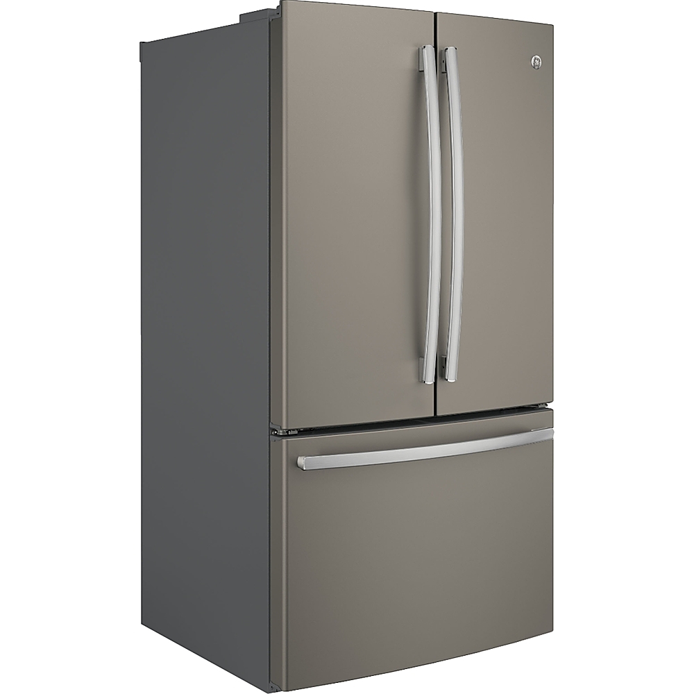 Angle View: GE - 28.7 Cu. Ft. French Door Refrigerator with LED Lighting - Slate