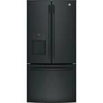GE - 23.8 Cu. Ft. French Door Refrigerator - High Gloss Black - Front_Standard