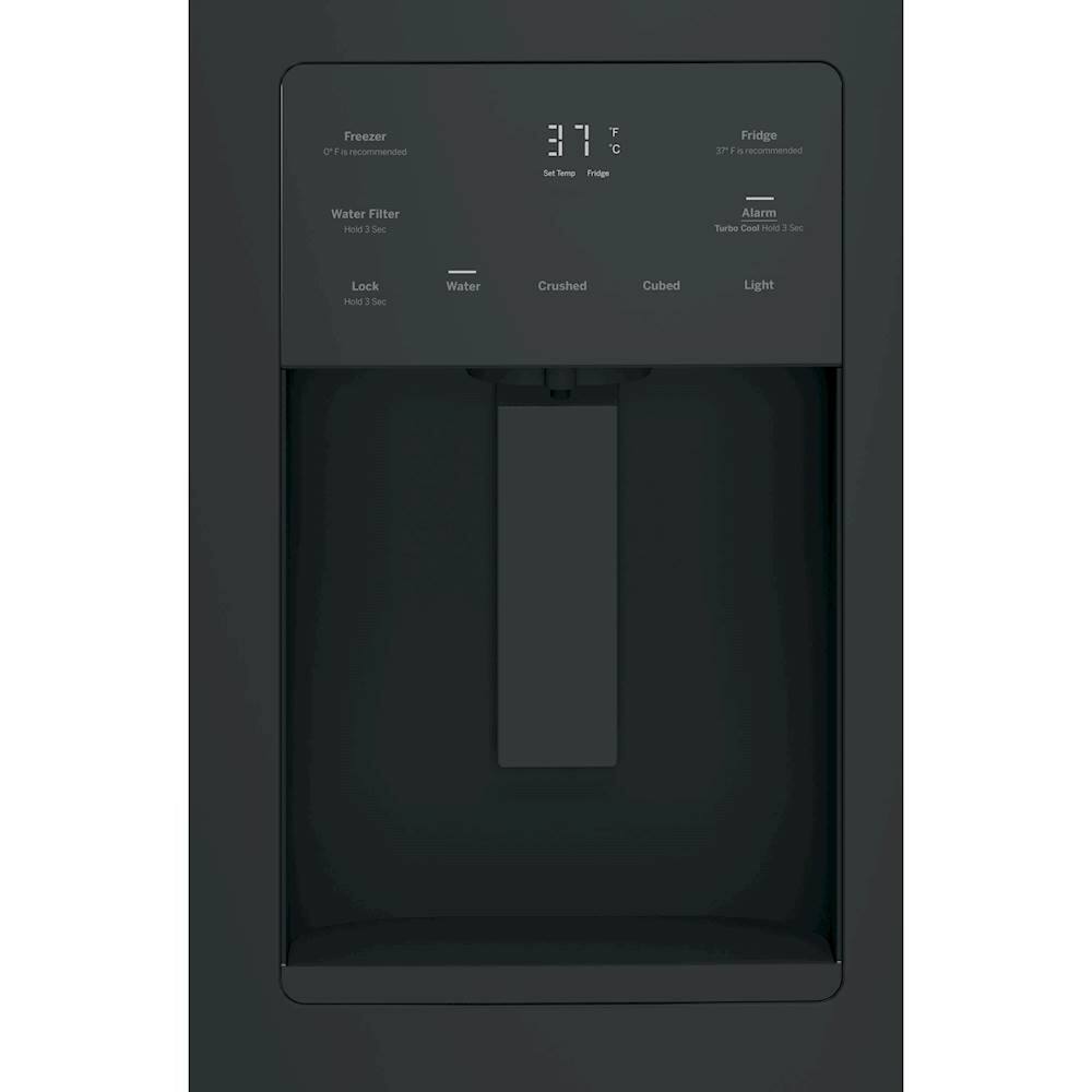 Alt View 11. GE - 23.6 Cu. Ft. French Door Refrigerator - High Gloss Black.