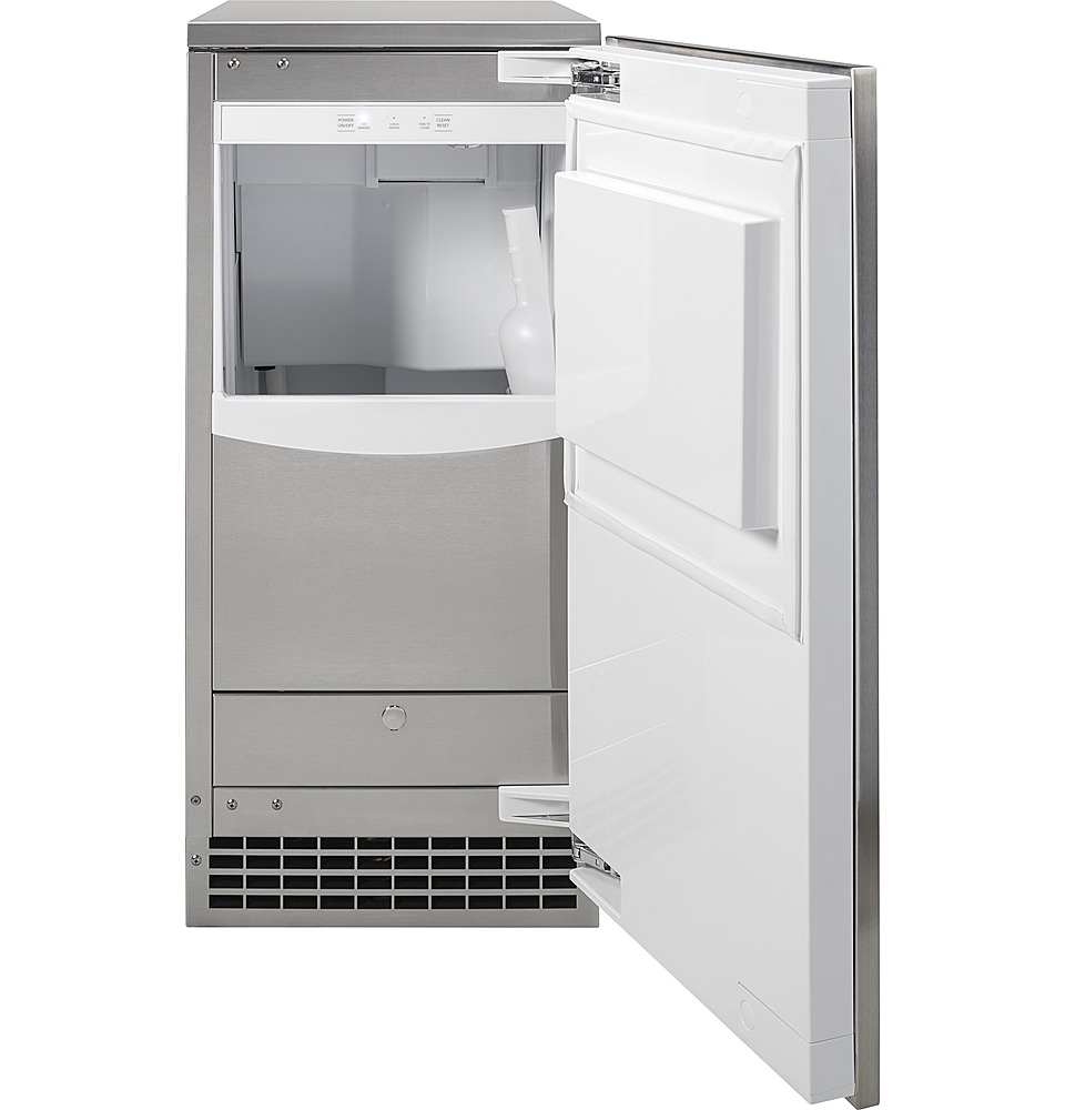 Left View: Chard Ice Maker with Digital Timer Stainless Steel Body