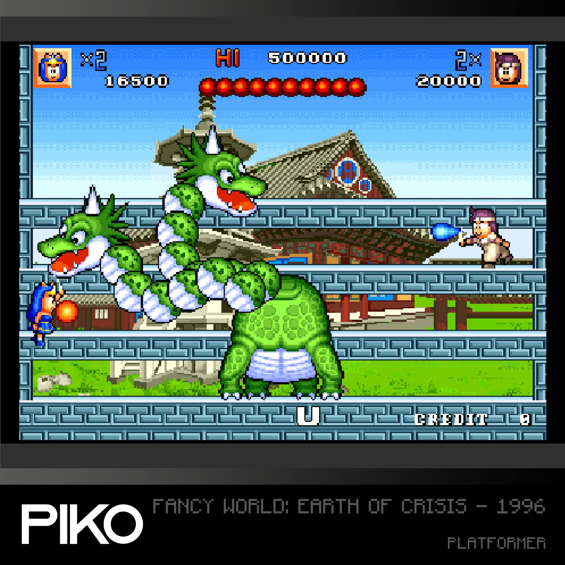 x2 16500 HI 500000 2x 20000 U CREDIT B FANCY WORLD: EARTH OF CRISIS - 1996 PIKO PLATFORMER
