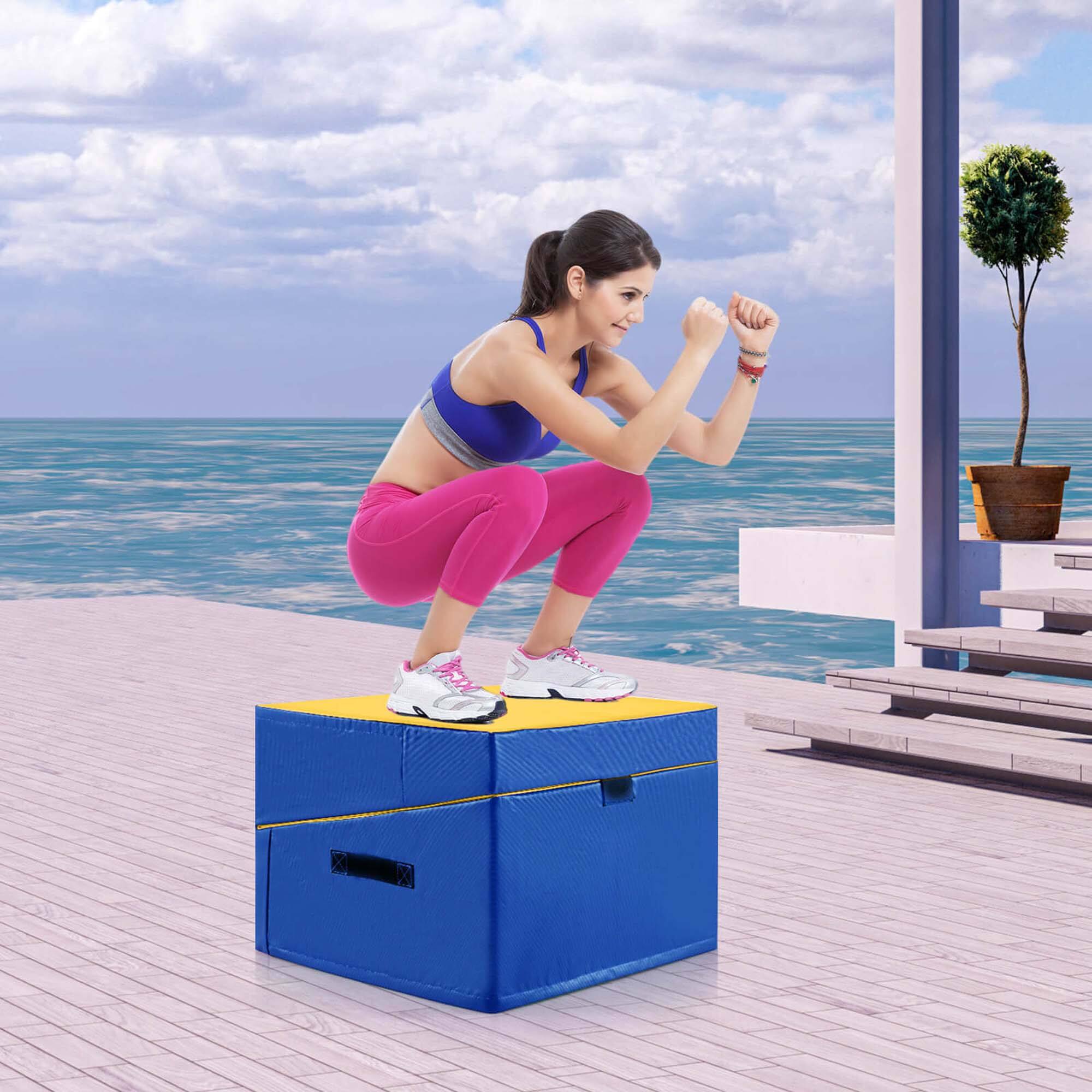 Alt View 1. Costway - Costway Gymnastics Tumbling Mat Folding Incline Yoga Mat with Non-slip PVC Leather - Yellow.