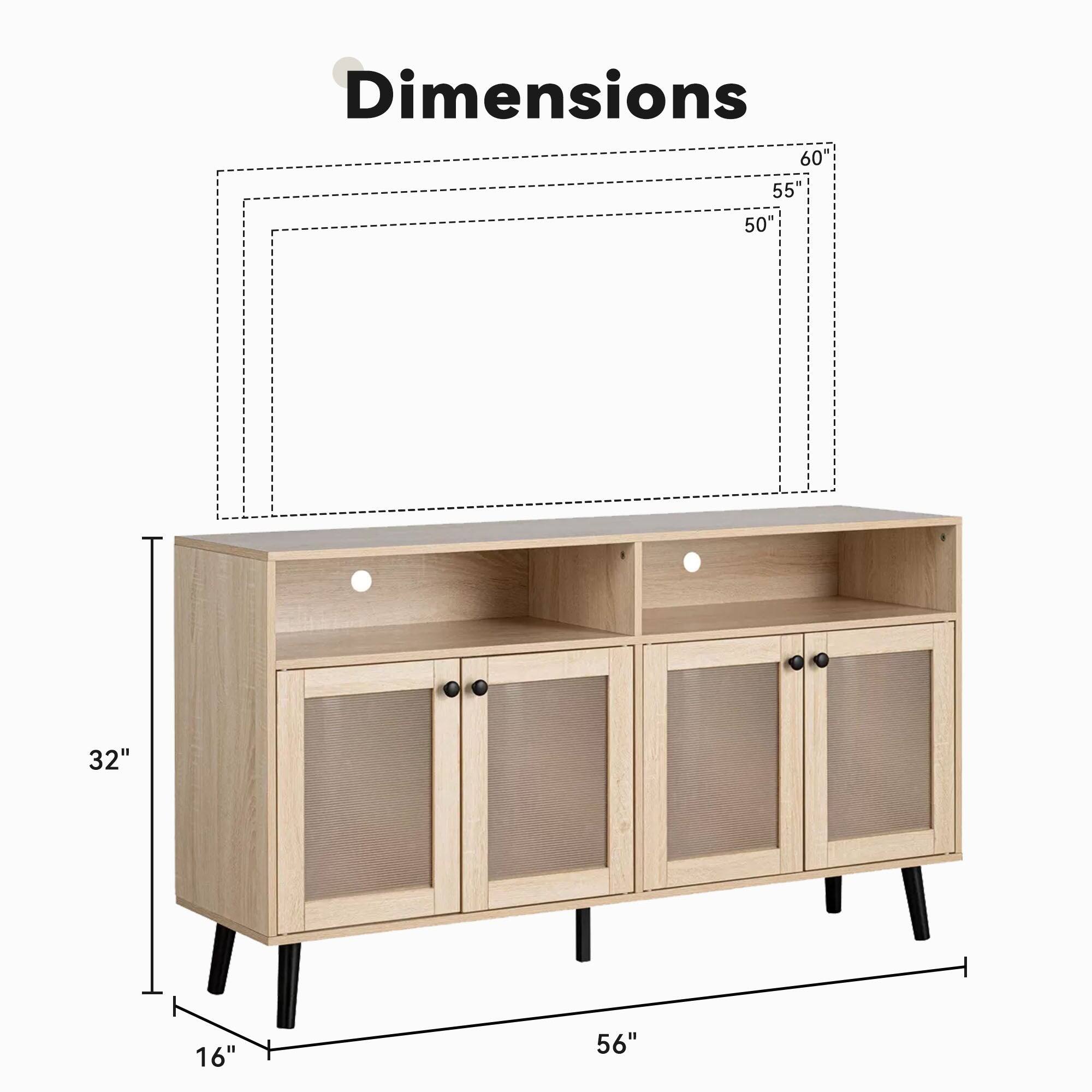 Dimensions: 60" x 55" x 50" x 32" x 16" x 56"