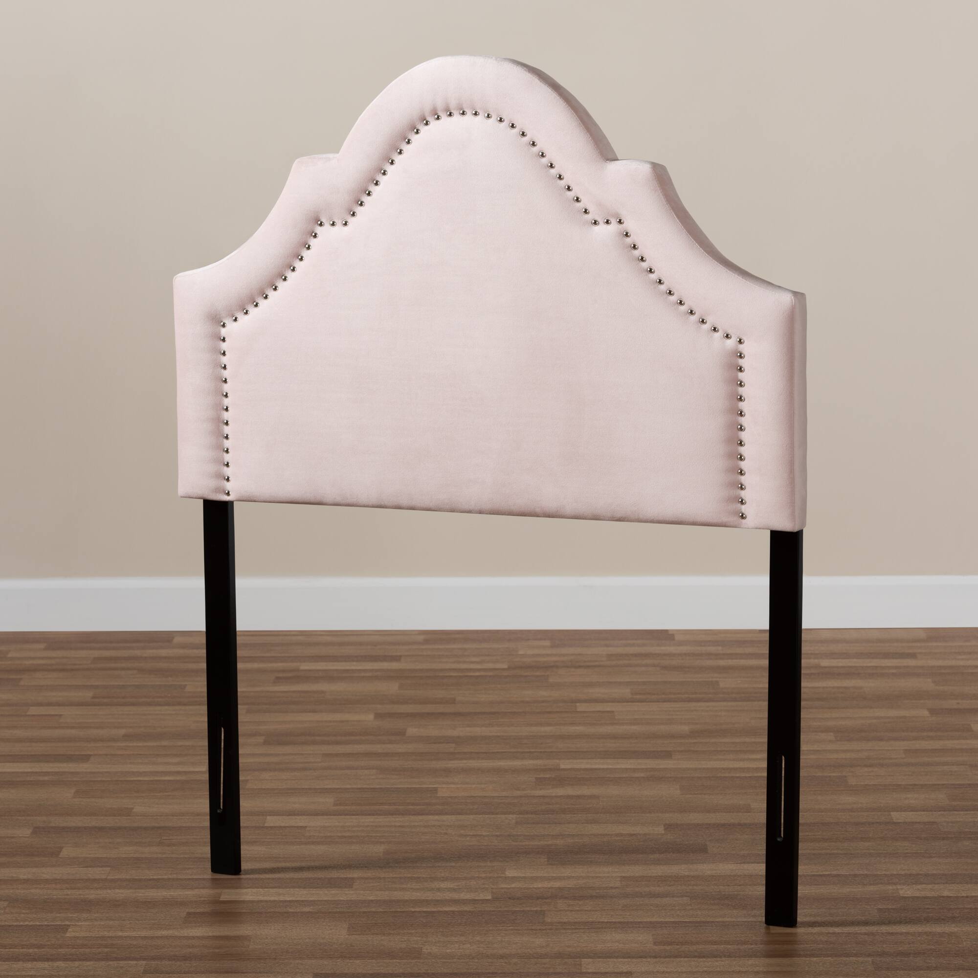 Alt View 1. Baxton Studio - Rita Modern and Contemporary Velvet Fabric Upholstered Twin Size Headboard - Light Pink.