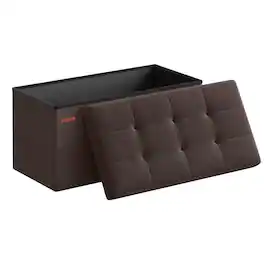 Songmics Home - 76 cm Folding Storage Ottoman Bench, Ottoman Foot Rest, Storage Chest, Load 300 kg, for Living Room, Entryway - Brown