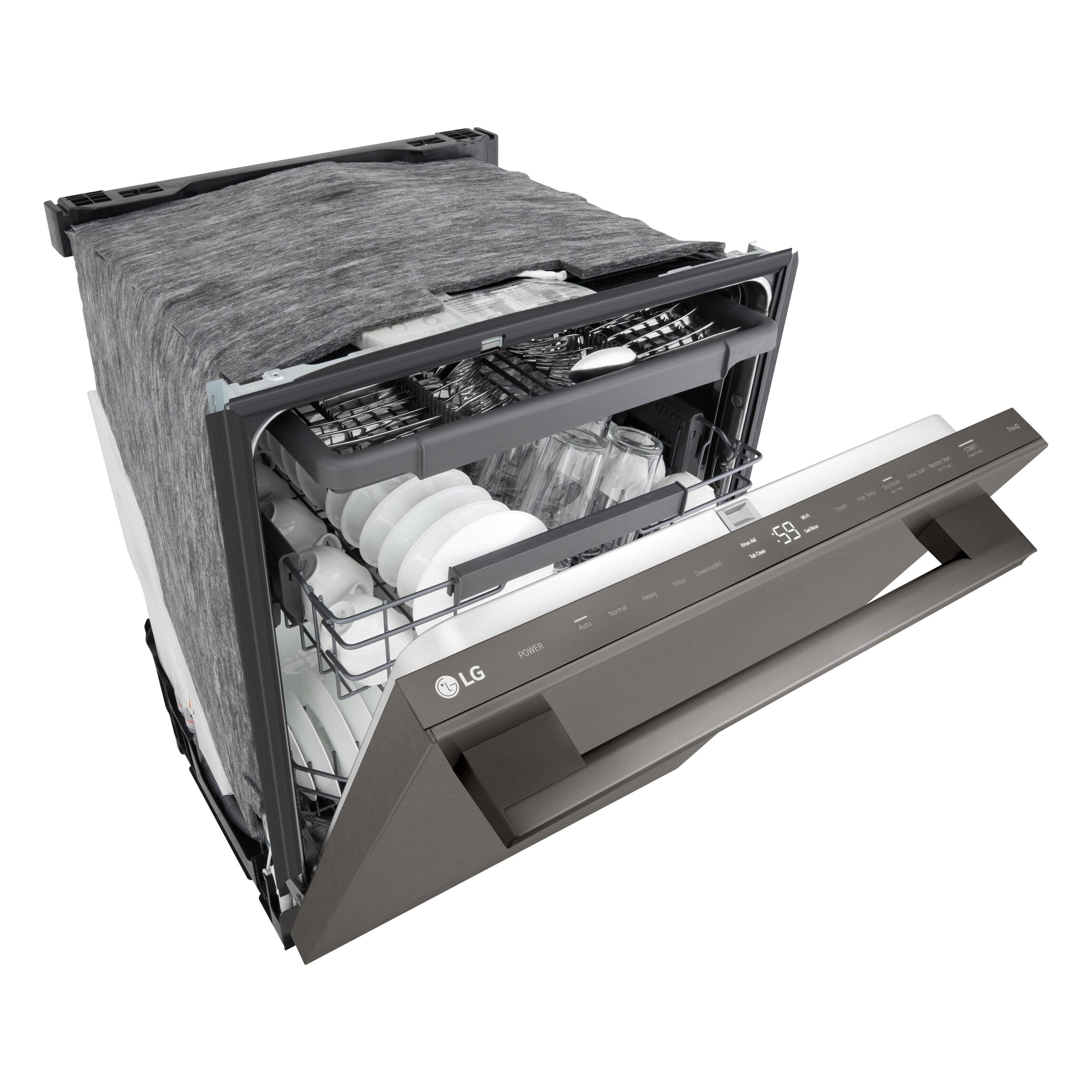 Alt View 11. LG - FlushFit 24" Top Control Smart Built-In Stainless Steel Tub Dishwasher with 3rd Rack, 1-Hour Wash & Dry Cycle and 46dBA - Black Stainless Steel.