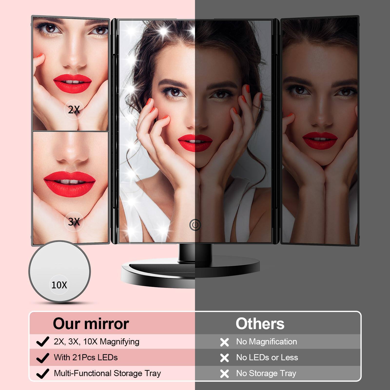 Alt View 1. Earthley Blooms - Mirror Light Touch High Quality Product with Modern Design for Daily Use Elegant Stylish Appearance - Rose Gold.