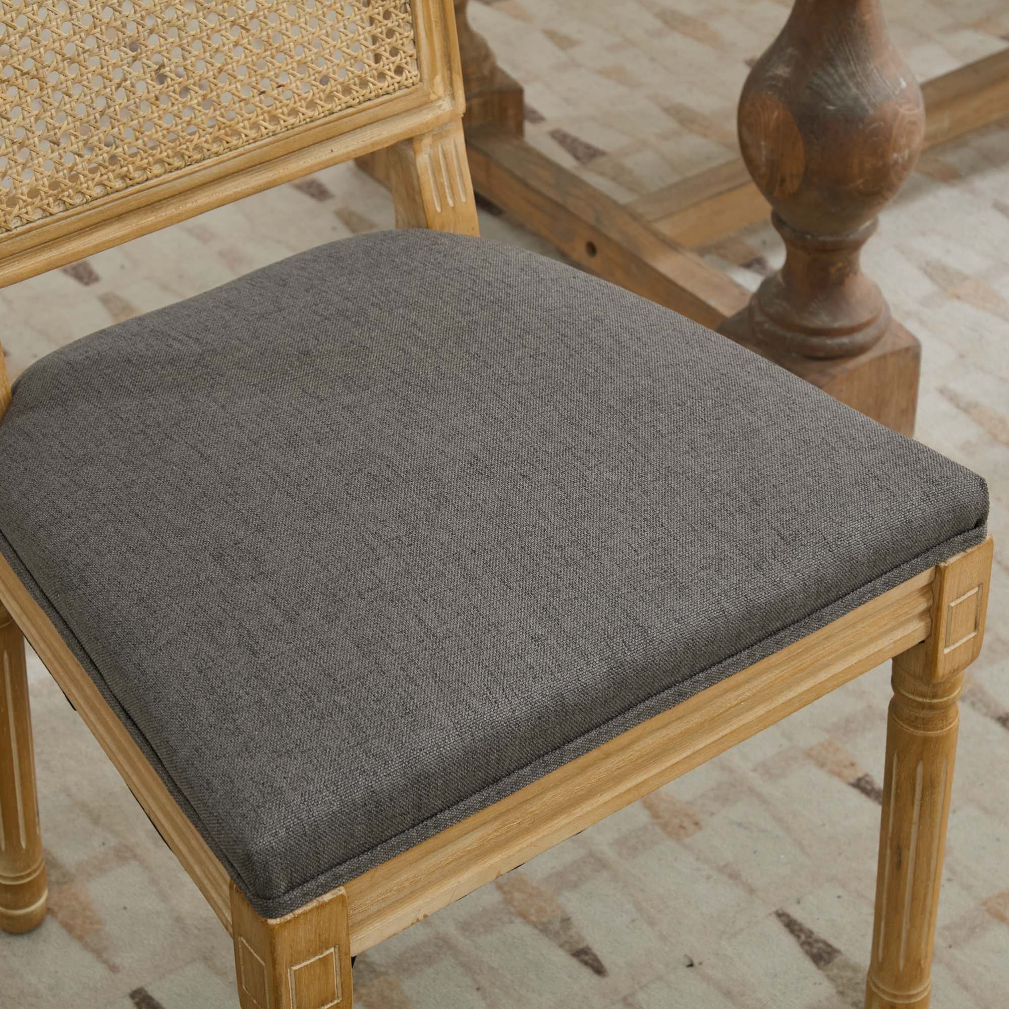 Alt View 7. GOODSILO - French-Inspired Dining Chairs Set of 2 with Rattan Backrest and Solid Wood Frame for Elegant Home Decor - Gray.