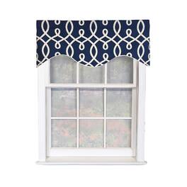 RLF Home - Oblique Cornice 100% Cotton Rod Pocket Lined Window Valance 50" x 17" - Navy