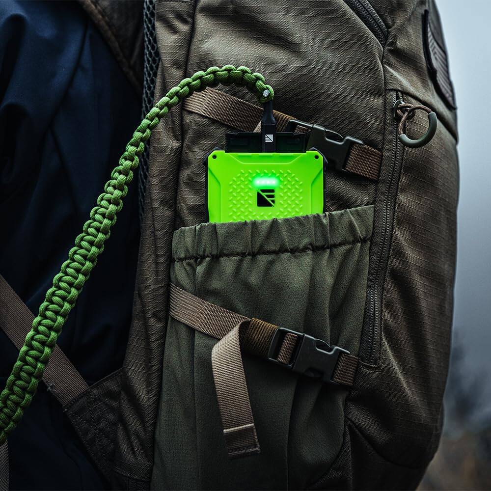 Alt View 7. Dark Energy - Poseidon Pro 10,000 mAh Power Bank with Spectre 18W Folding Solar Panel | Complete Off-Grid Solar Generator for Camping - Green 18W-Gray.