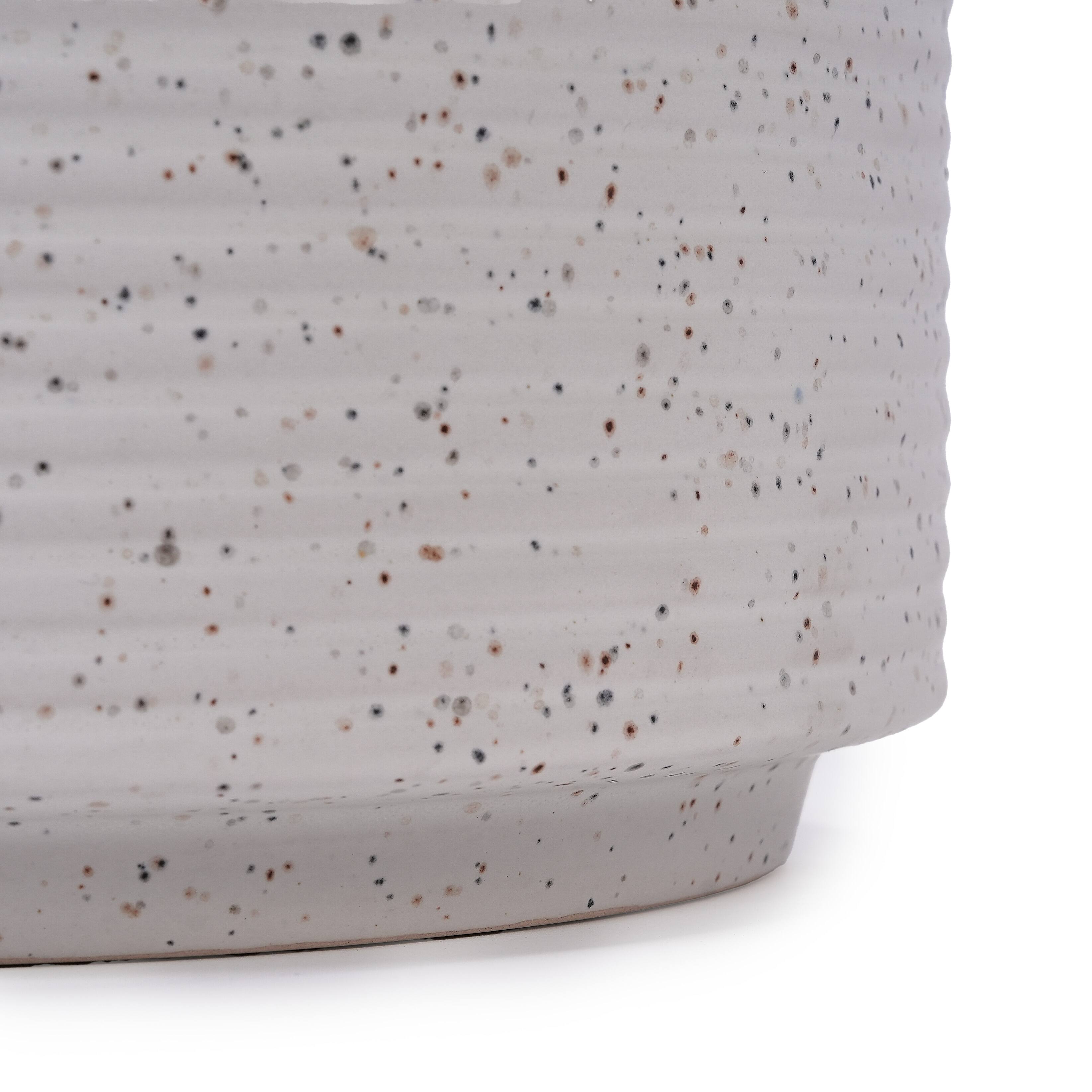 Alt View 9. Loheer - Loheer Handmade Ceramic Planters Set of 2, White Ridged Ceramic Planter Set, 11 in and 8 in Indoor Outdoor Shelf Pots.