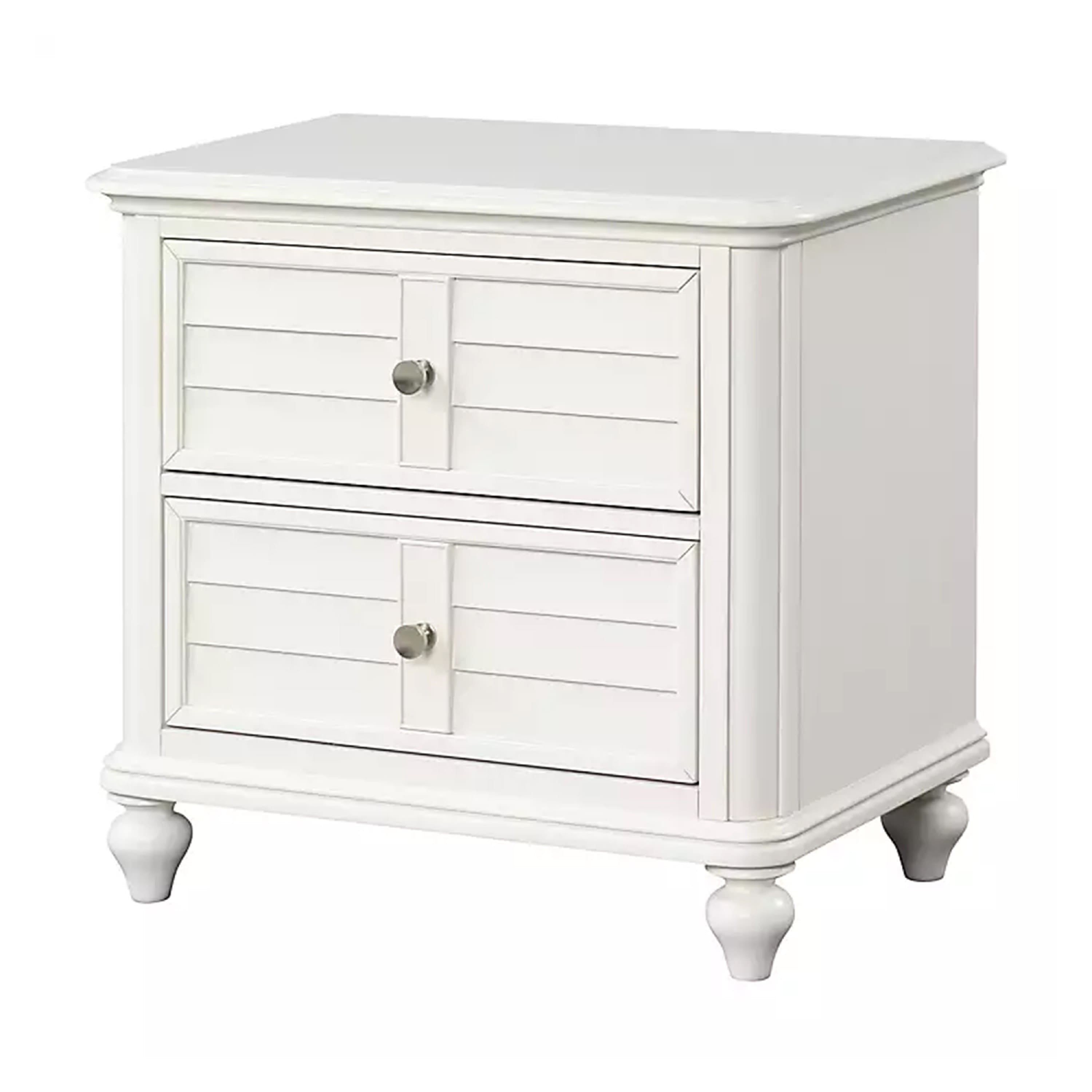 Manhattan Lane - Kyna Nightstand, 2 Drawers, Classic Antique Solid Wood, 28 Inch - White