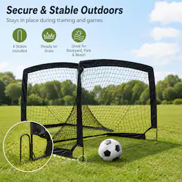 Anysun - 2 Pack Pop-Up Portable Soccer Goals, Outdoor Soccer Goal Set for Backyard Games & Soccer Training - Black