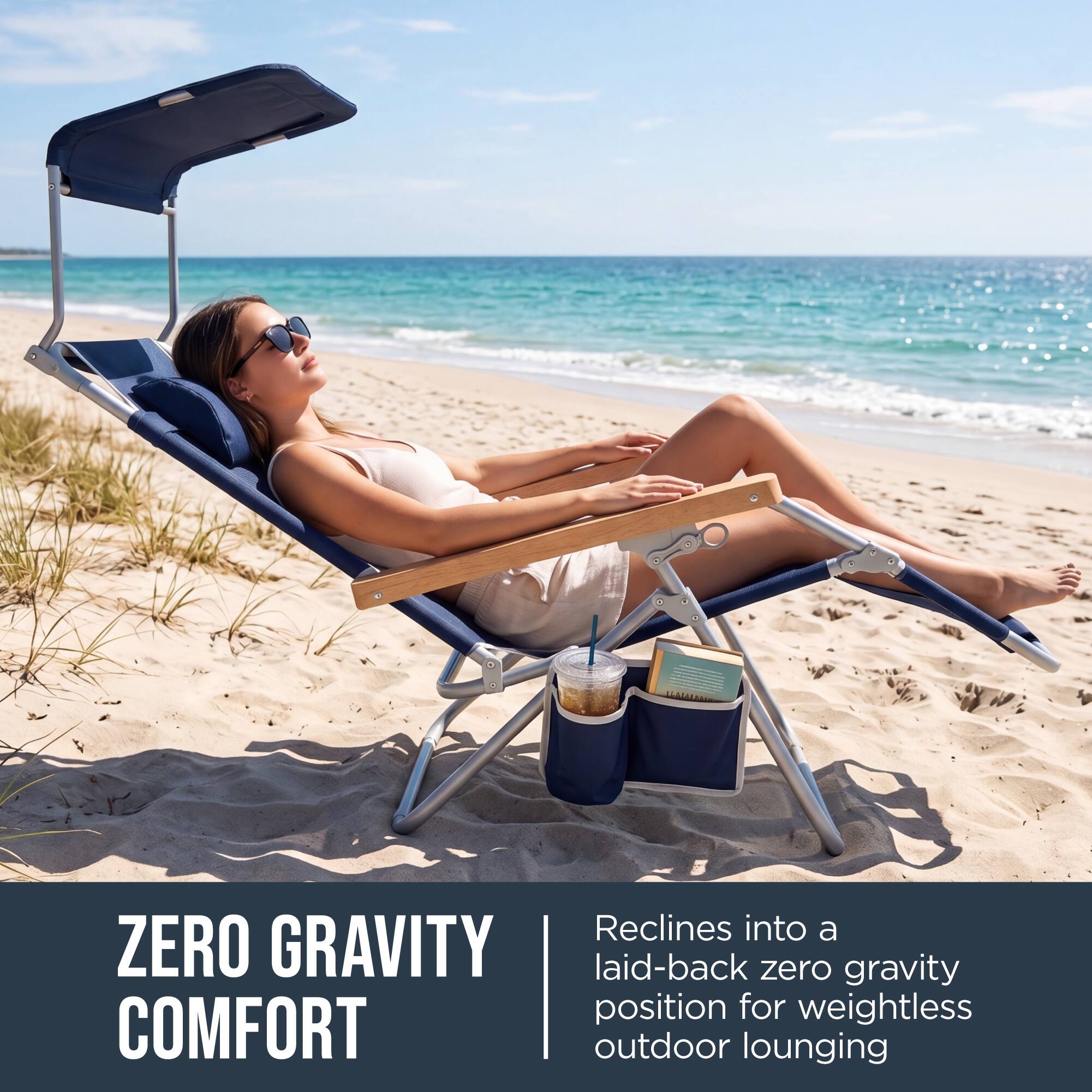 Reclines into a ZERO GRAVITY laid-back zero gravity position for weightless COMFORT outdoor lounging