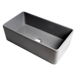 Alfi - brand Matte Smooth Apron 33 x 18 Single Bowl Fireclay Farm Sink - Gray