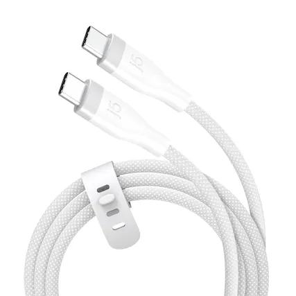 Front. j5create - USB-C 60W Ultra Soft Double-Braided Fast Charging Cable - Pure White.