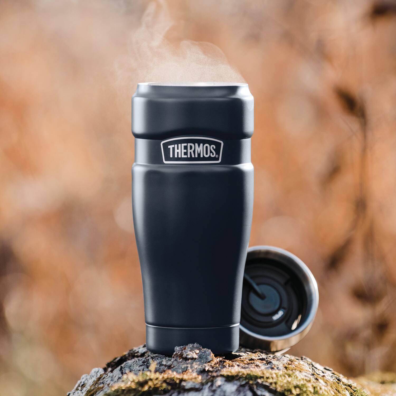 Alt View 1. Thermos - 16-Ounce Stainless King Vacuum-Insulated Stainless Steel Travel Tumbler - Matte Blue.