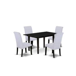 East West Furniture - Dining Table- Dining Chairs - Brown