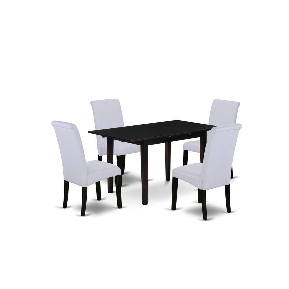 Front. East West Furniture - Dining Table- Dining Chairs - Brown.