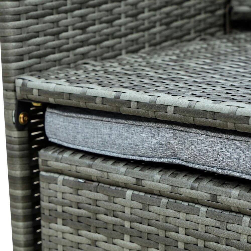 Alt View 4. Resenkos - Resenkos 9 Piece Outdoor Rattan Wicker Dining Table and Chairs Furniture Set, Cushions, Mixed Gray And Gray - Mixed Gray/Gray.