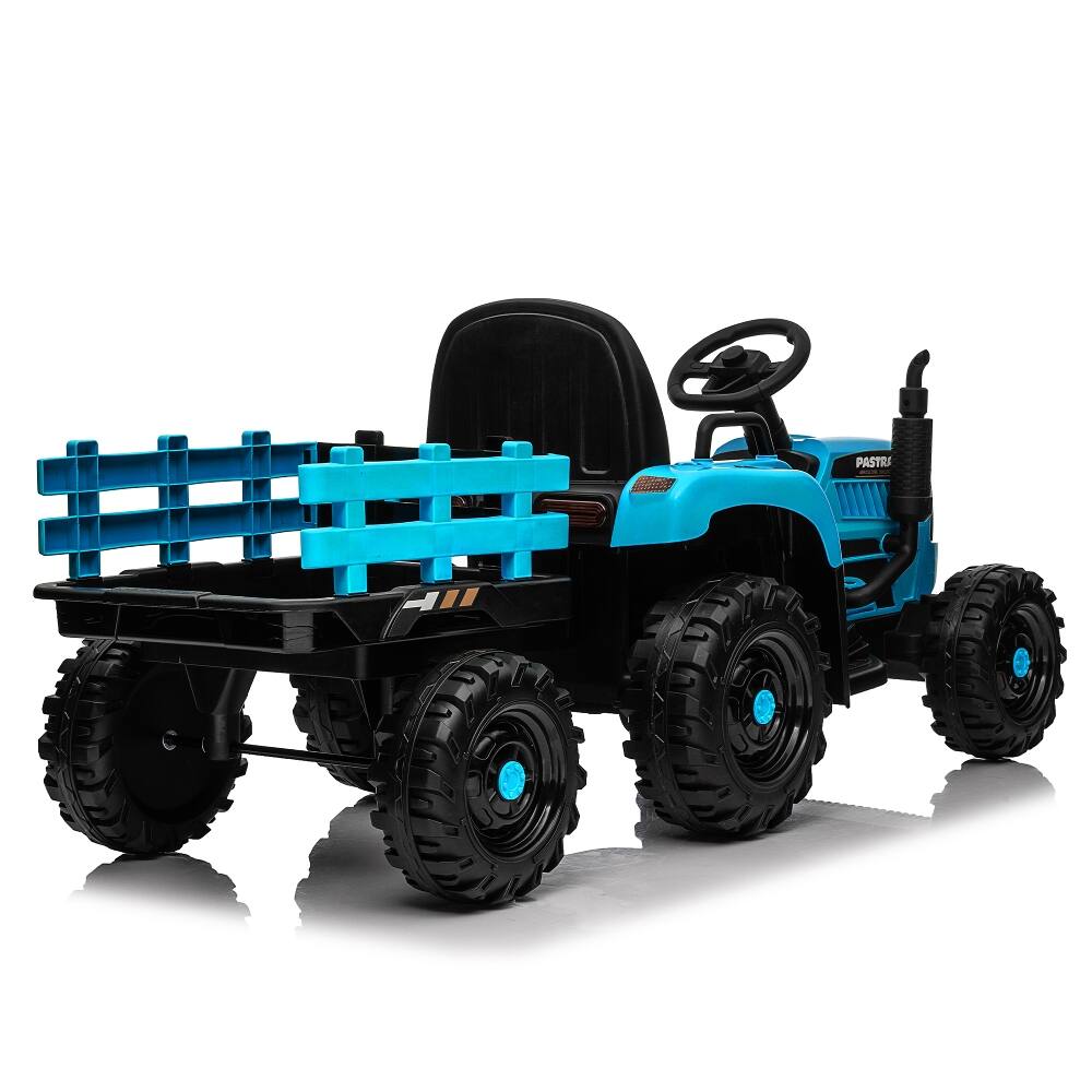 Alt View 4. Ropilly - Ropilly 24v ride on tractor with trailer, 400W Electric Tractor Toy, Blue.