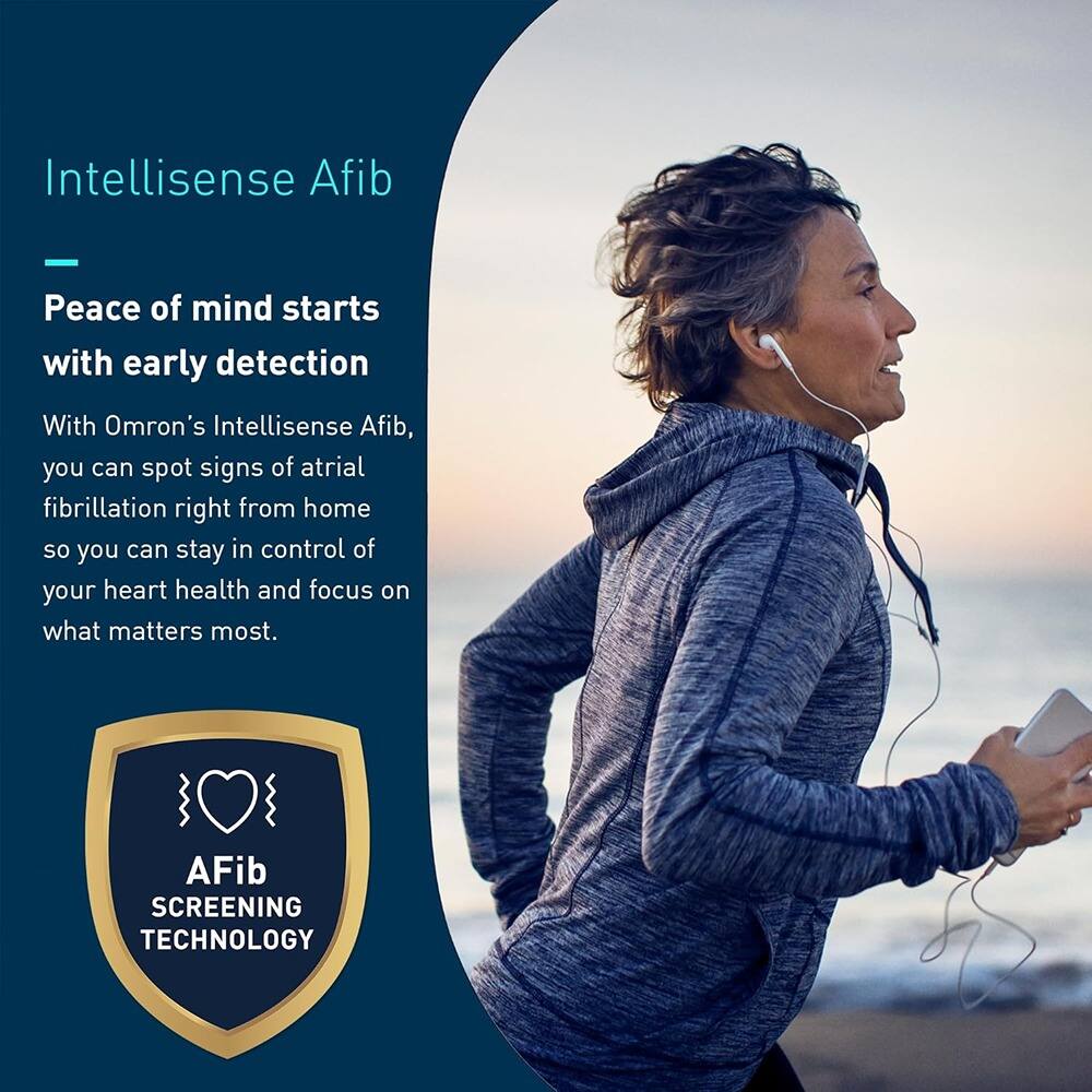 Intellisense Afib

Peace of mind starts with early detection

With Omron's Intellisense Afib, you can spot signs of atrial fibrillation right from home so you can stay in control of your heart health and focus on what matters most.

AFib SCREENING TECHNOLOGY