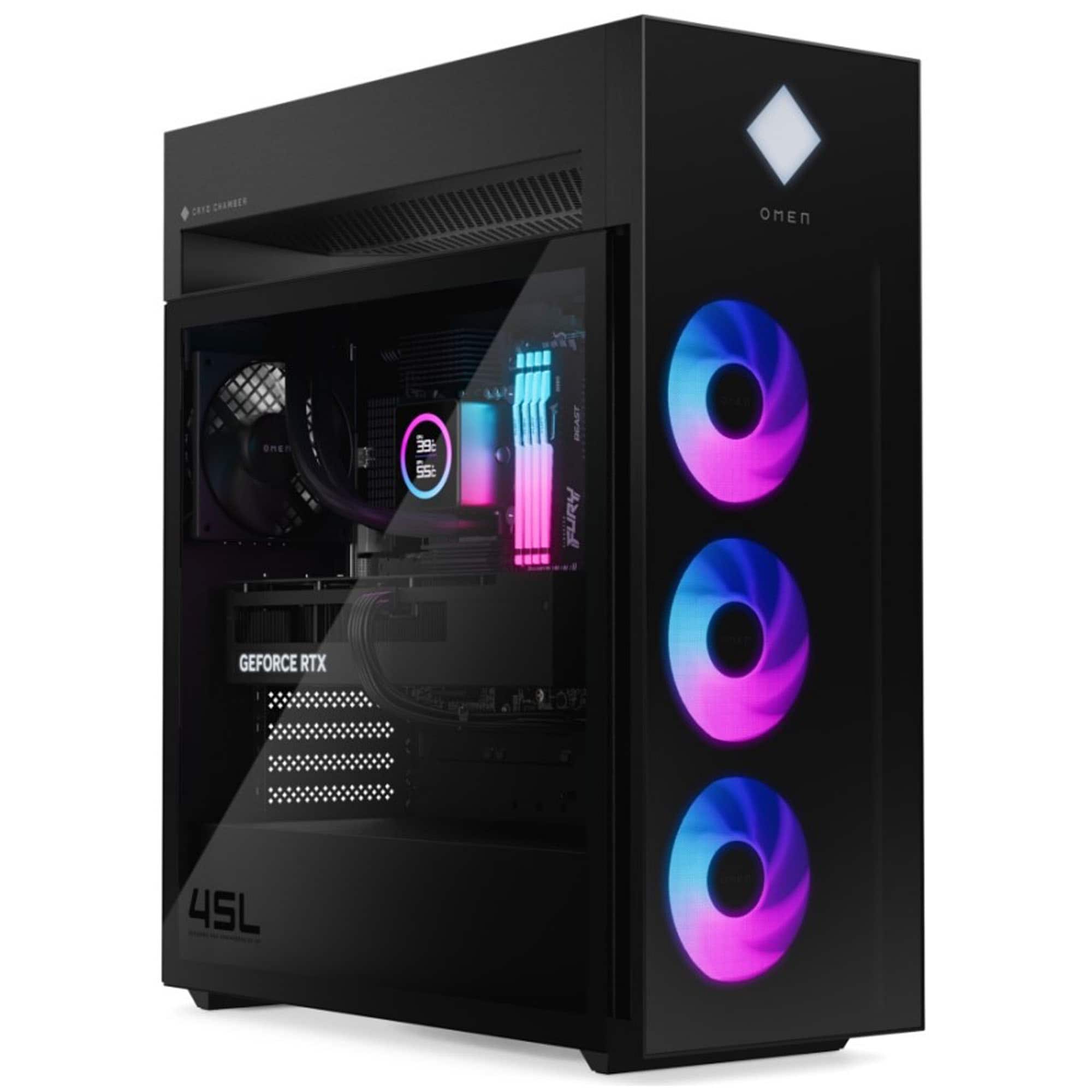 OMEN by HP 45L Gaming Desktop GT22-3090 - Intel Ultra 9 285K - 64GB DDR5 - 2TB SSD - GeForce RTX 5090 32GB GDDR7 - Black - Front_Zoom