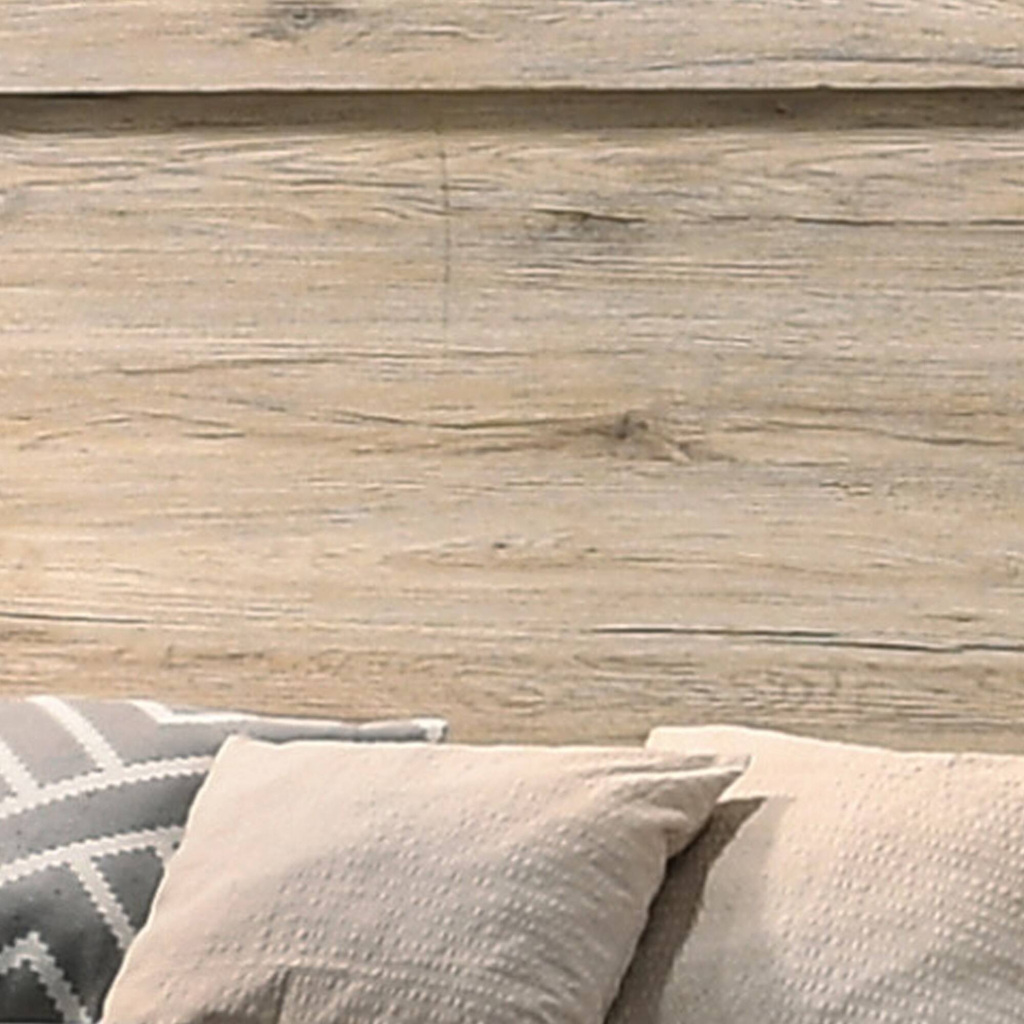 Alt View 3. Manhattan Lane - Wooden Eastern King Bed with Grains and Knots, Natural Brown - Brown.