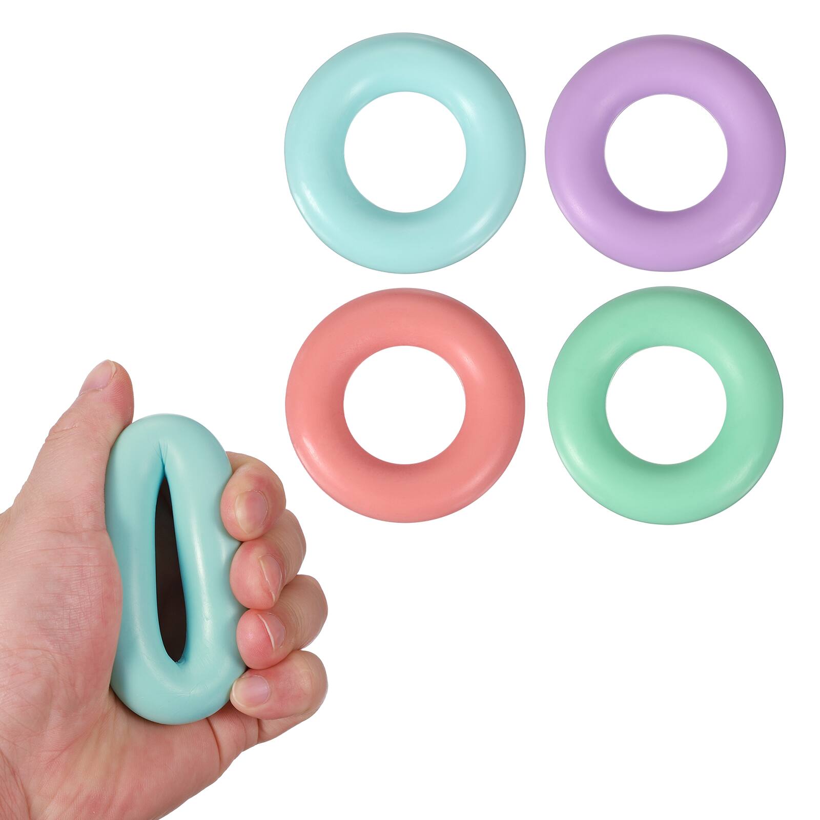 Front. Unique Bargains - 4pcs Set 2.8" 20-50LB Pro Hand Gripper - Durable Non-Slip Exercise for Athletes, Rock Climbing, Workout & Fitness - Mint Green, Orange, Green, Purple.