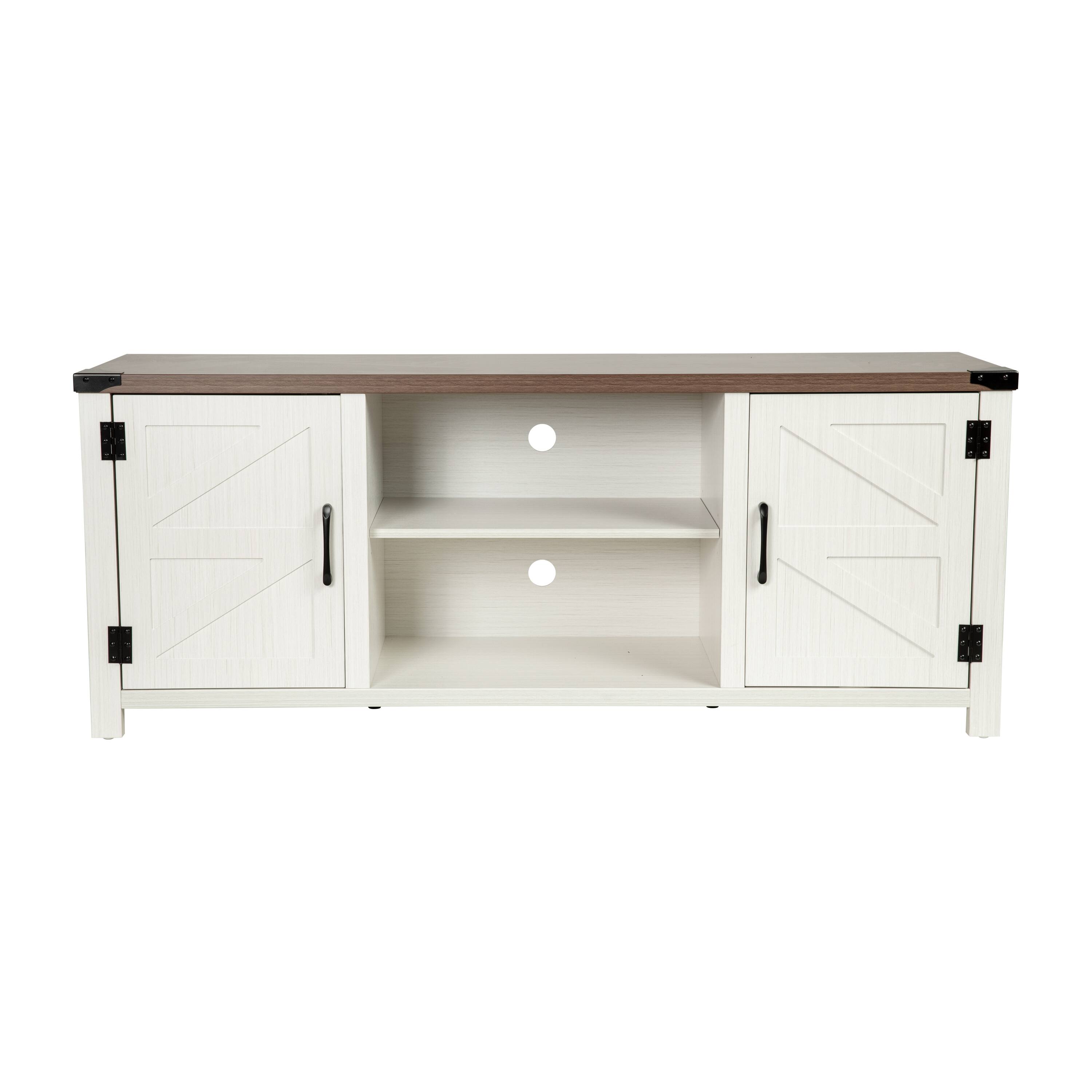 Alt View 7. Emma + Oliver - 59 Inch Barn Door TV Stand Fits up to 65" TV's with Adjustable Shelf - White.