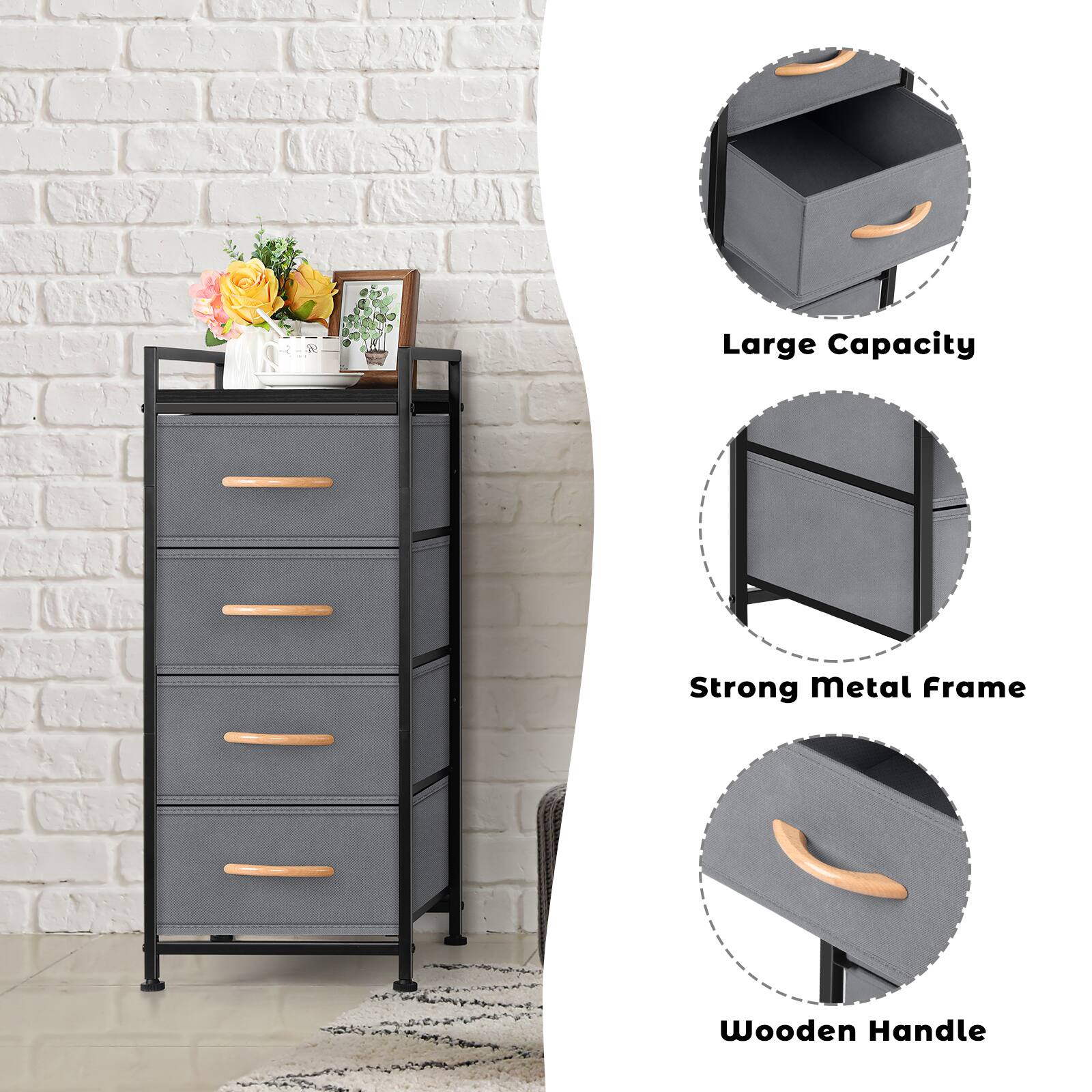 Large Capacity  
Strong Metal Frame  
Wooden Handle
