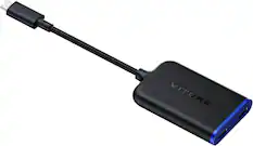 Front. VITURE - USB-C XR Charging Adapter Ultra - Multi-Screen, 3DoF, Spatial 3D, VR Video, iPhone/Switch, Charge in Use - Black.