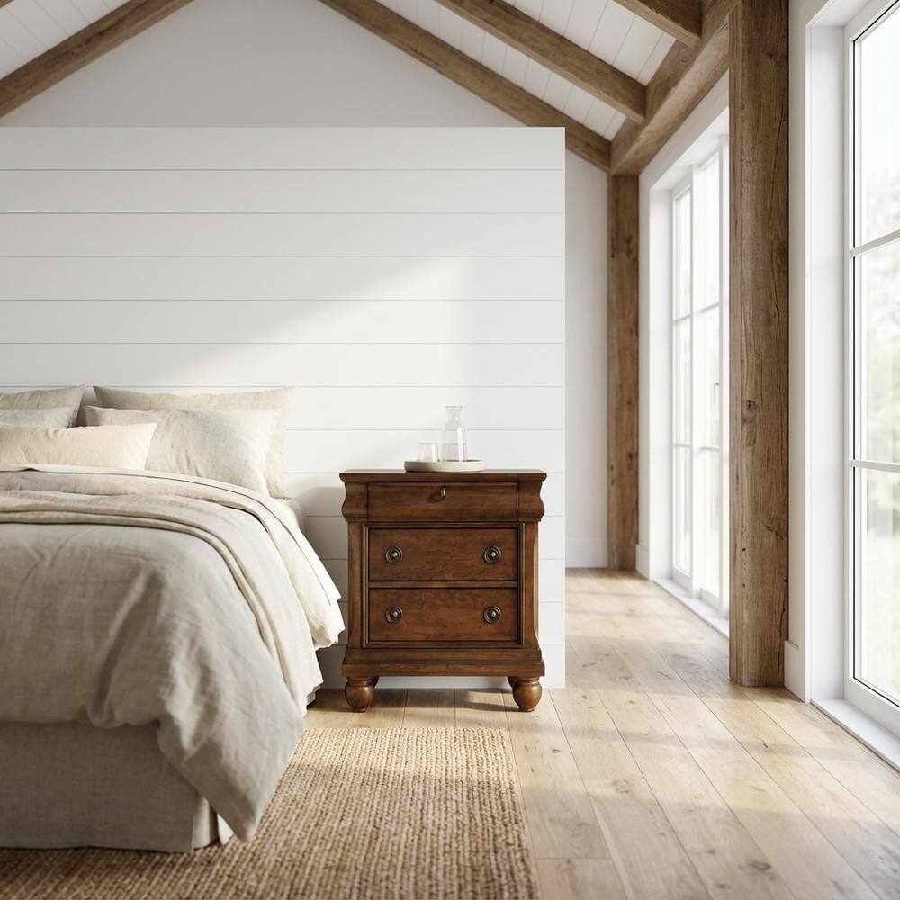 Alt View 2. Starlight Canyon Home - Rustic Cherry Nightstand with Traditional Style and Ample Storage - Rustic Cherry.