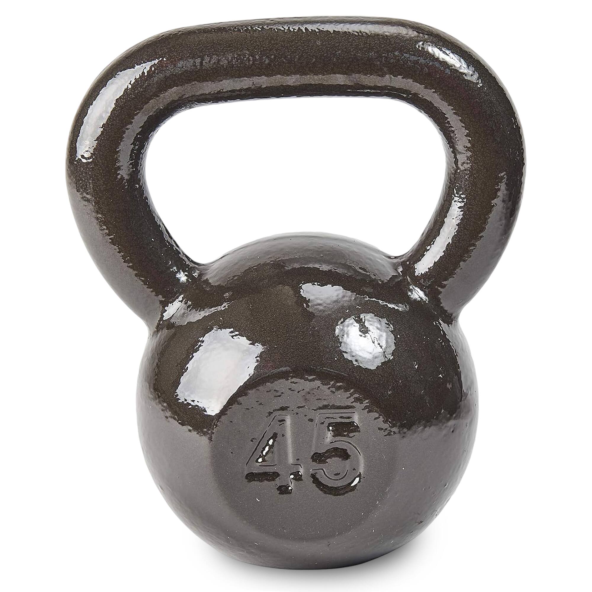 Front. BalanceFrom Fitness - BalanceFrom Cast Iron Kettlebell for Home Gym Strength Training, 45 Lb, Grey - Grey.