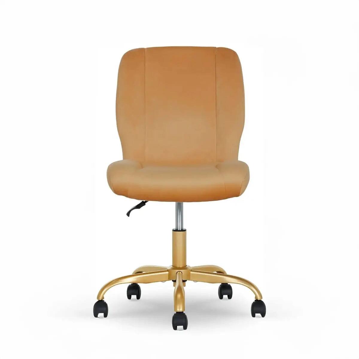 Alt View 8. Mainstays - Luxurious Plush Velvet Office Chair with Ergonomic Design and Adjustable Gold Base for Stylish Home Workspace - Gold.