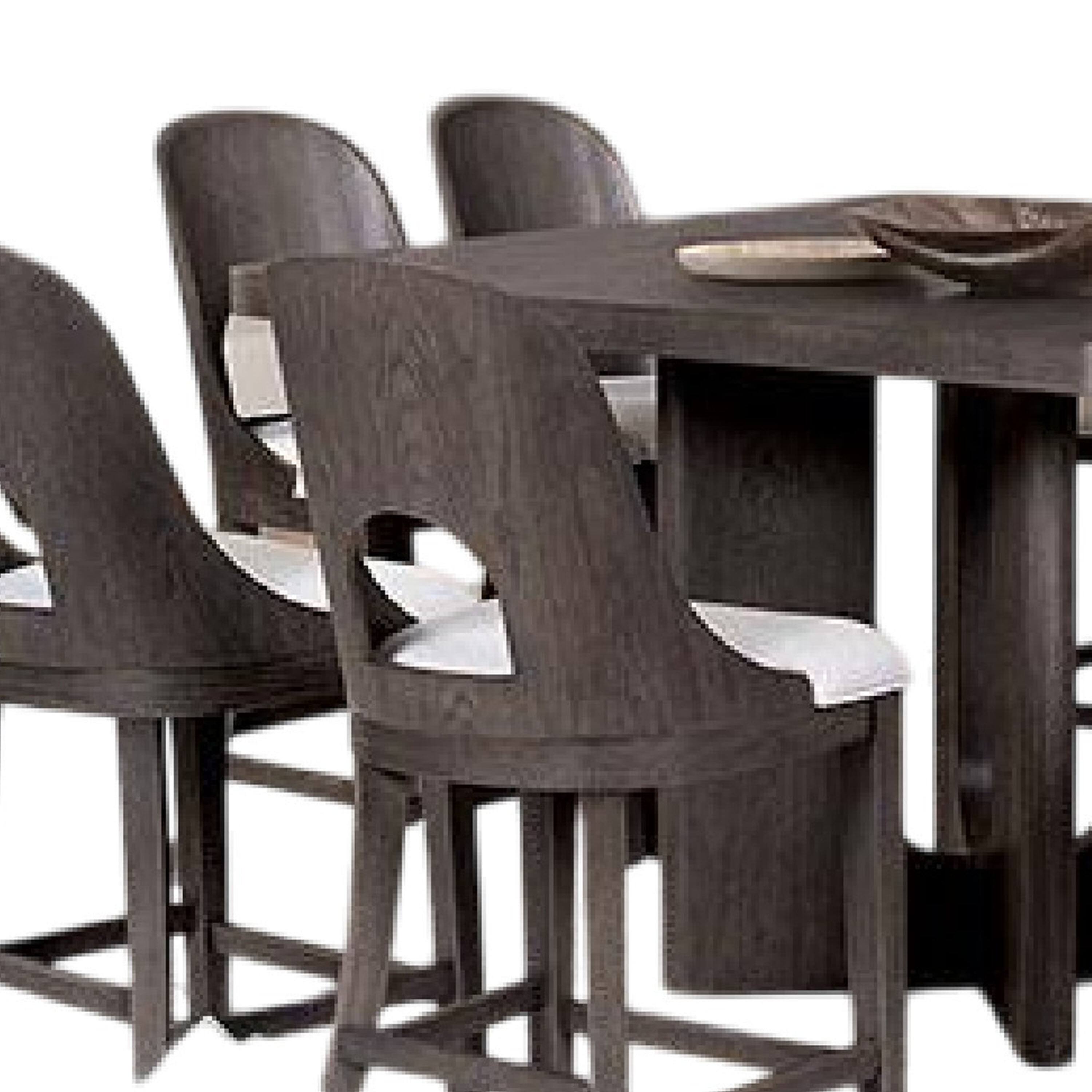 Alt View 2. Manhattan Lane - Zoko 9pc Counter Height Dining Table Set, White Seats, Ash Gray Wood - Ash Gray, White.